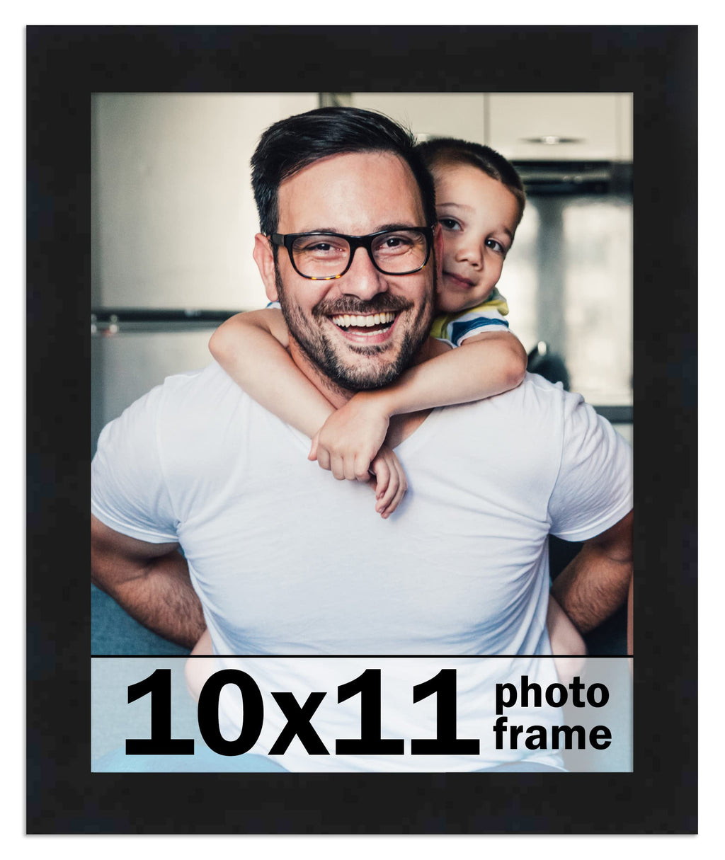 10x11 Frame Black Picture Frame - Complete Modern Photo Frame Includes UV Acrylic Shatter Guard Front, Acid Free Foam Backing Bo