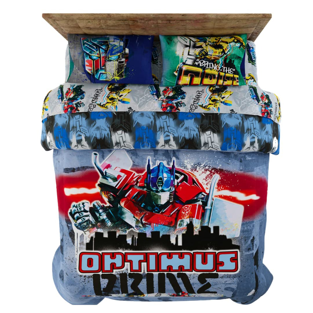 Franco Transformers Battle in Brooklyn Optimus Prime Kids Super Soft Comforter and Sheet Set with Sham, 5 Piece Full Size, (Offi