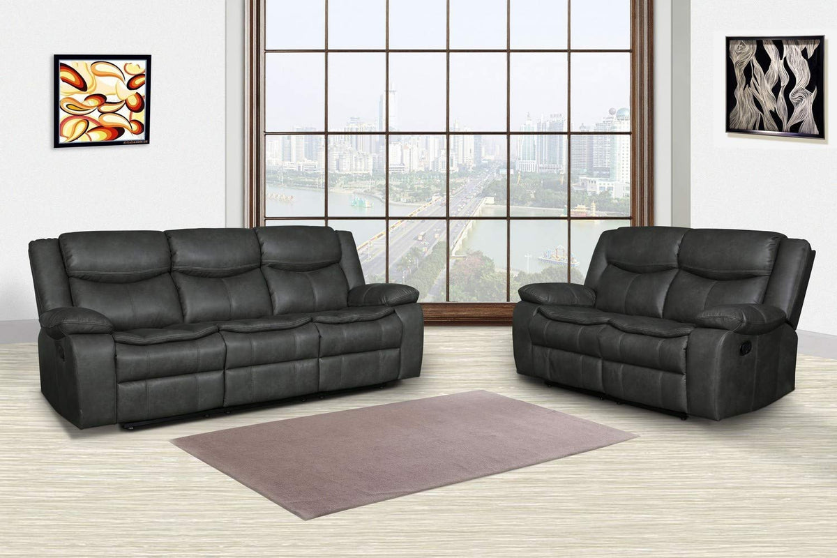 HomeRoots Two Piece Gray Leather Match Five Person Seating Set