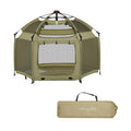 Dream On Me Pop Up Children Playpen in Taupe Green, Easy Set Up for Babies and Toddlers, Breathable Mesh Sides, One Hand Easy Fo
