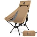 OneTigris Tigerblade High Back Camping Chair with Pillow Design, Comfortable Widened Seat Folding Chair