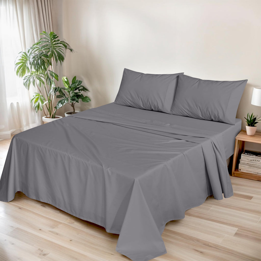 Ruvanti 100% Organic Cotton Sheets - Queen Sheet Set - Certified For Gots - Breathable & Comfortable - Soft & Cooling Percale Gr