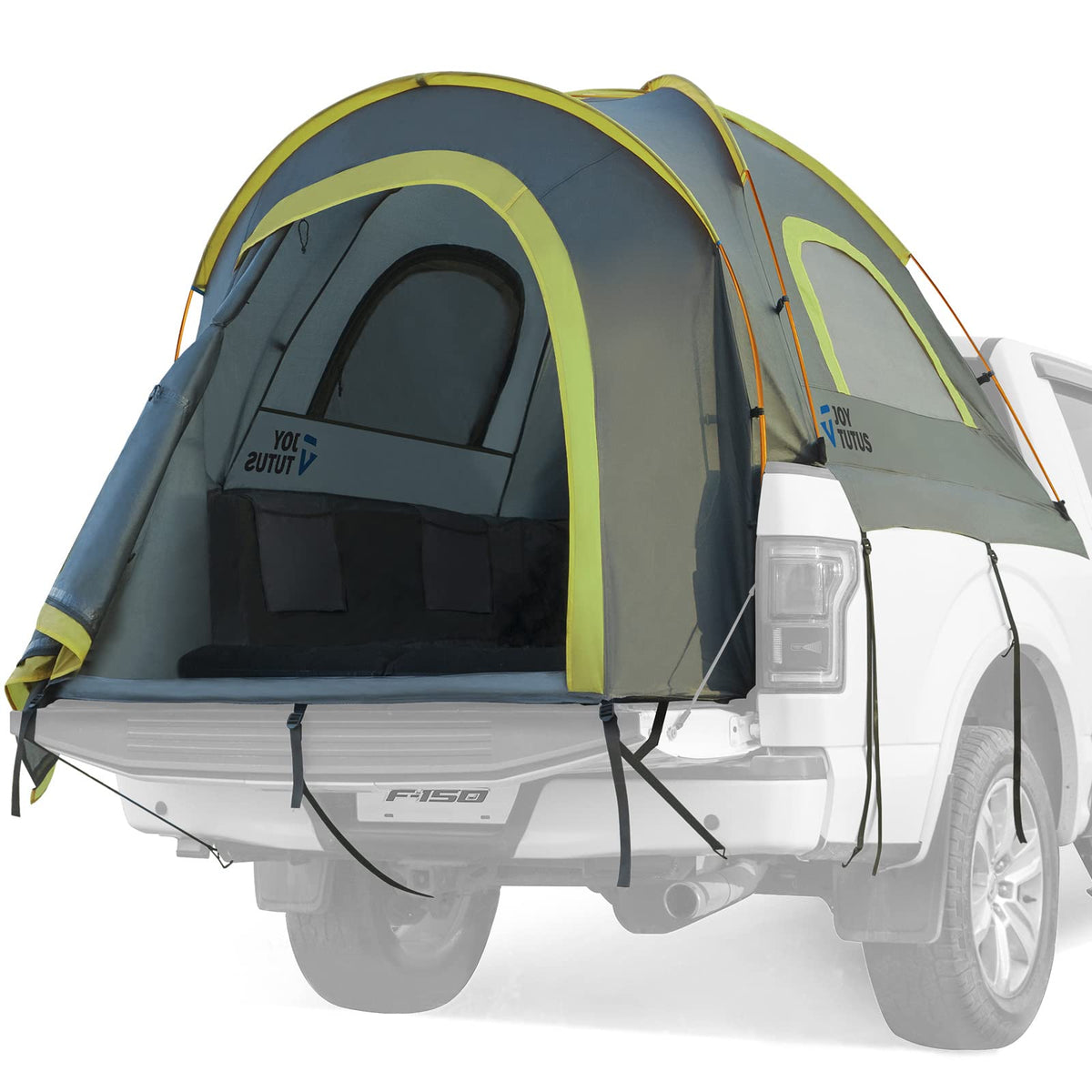 Joytutus Pickup Truck Tent 5Ft 2.0, Waterproof Pu2000Mm Double Layer For 2 Person, Portable Truck Bed Tent With Rainfly, Green,