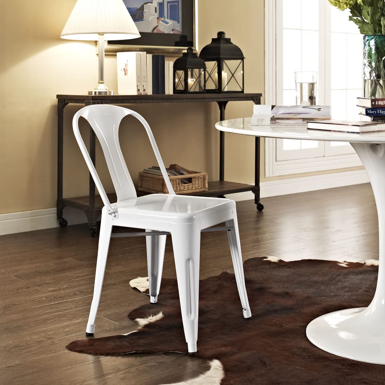 Modway Reception Modern Dining Chair, White