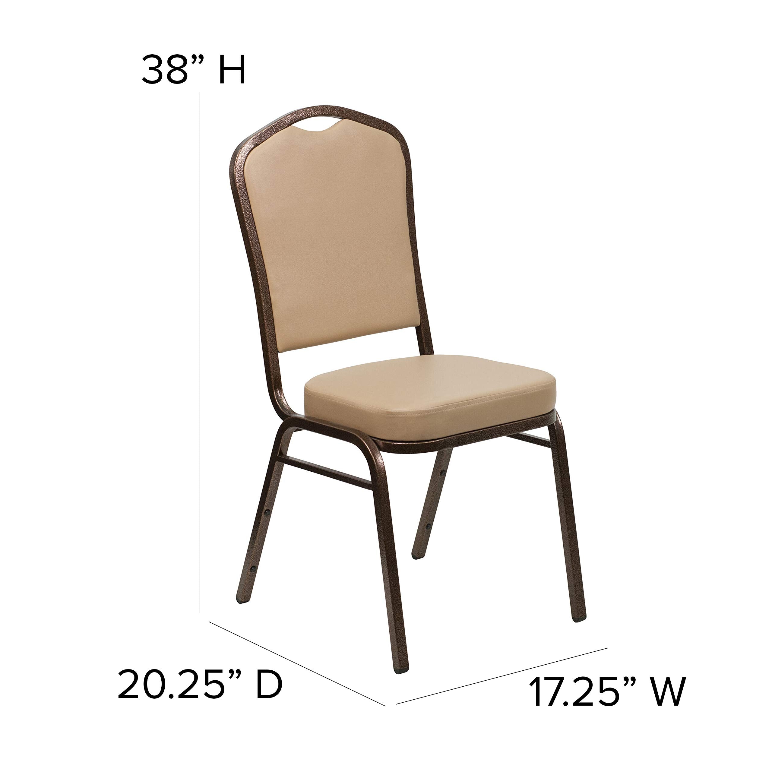 Flash Furniture HERCULES Series Crown Back Stacking Banquet Chair in Tan Vinyl - Copper Vein Frame