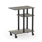 Furinno Turn-N-Tube C Shaped Side Table With Casters, French Oak Grey/Black