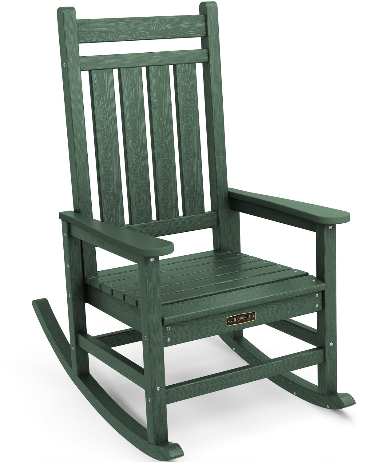 Serwall Hdpe Rocking Chair, Outdoor Rocking Chair For Adults, All Weather Porch Rocker For Lawn Garden, Green