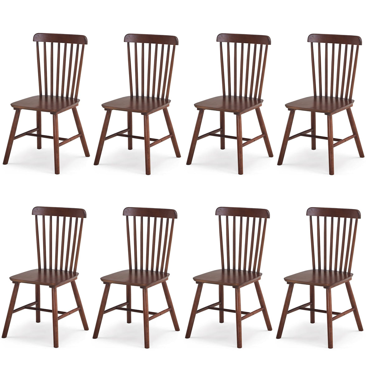 Saylike Dining Chairs Set Of 8, Farmhouse Solid Wood Windsor Kitchen Chairs Set With Spindle Back For Restaurant Dining Room (8,