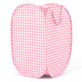 OBreezify Pop up Laundry Hamper Pink Gingham Waterproof Collapsible