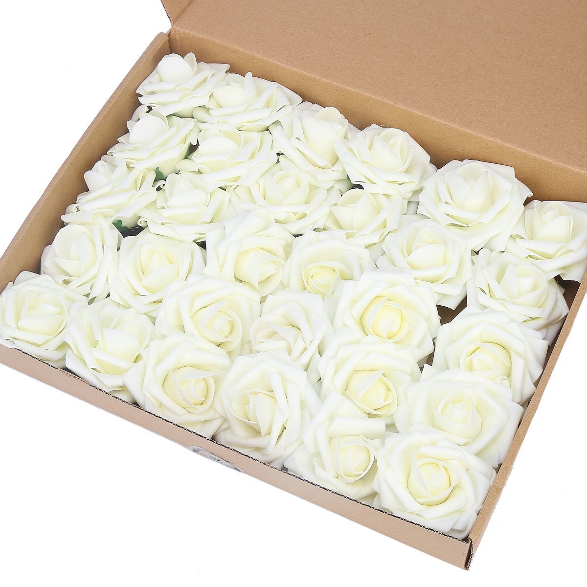 Bodosac 60 pcs Artificial Flower Rose Artificial Roses for DIY Bouquets Wedding Party Baby Shower Home Decor