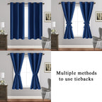 Jiuzhen Blackout Curtains For Bedroom - Thermal Insulated Room Darkening Rod Pocket Curtains For Living Room, Set Of 2 Panels With Tiebacks,38X45 Inch Length, Classic Blue