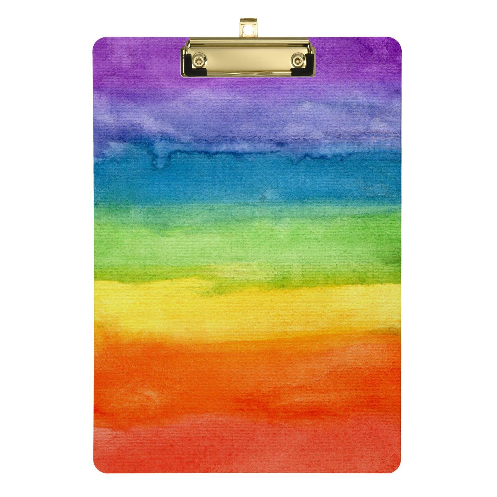 Alaza Colorful Stripe Rainbow Acrylic Clipboard A4 Letter Size Standard Clipboard With Metal Low Profile Clip,Decorative Clipboa