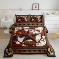 Western Cowboy Kids Comforter Set King Size,Western Texas Star Cow Fur Patchwork Bedding Set,Boys Girls Adults Room Decor,Wooden