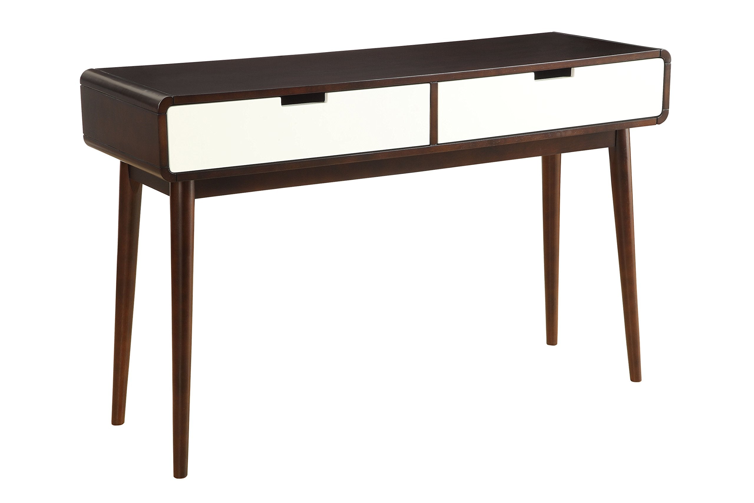 Acme Christa Rectangular 2-Drawer Wooden Console Table in Walnut and White