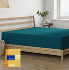 Thread Spread 100% Egyptian Cotton Full Size Fitted Sheet Only - 600 Thread Count 16' Deep Pocket Full Size Fitted Sheet, Soft Cooling Sateen Weave No Pop-Off Elastic Bottom Sheet For Adults - Teal