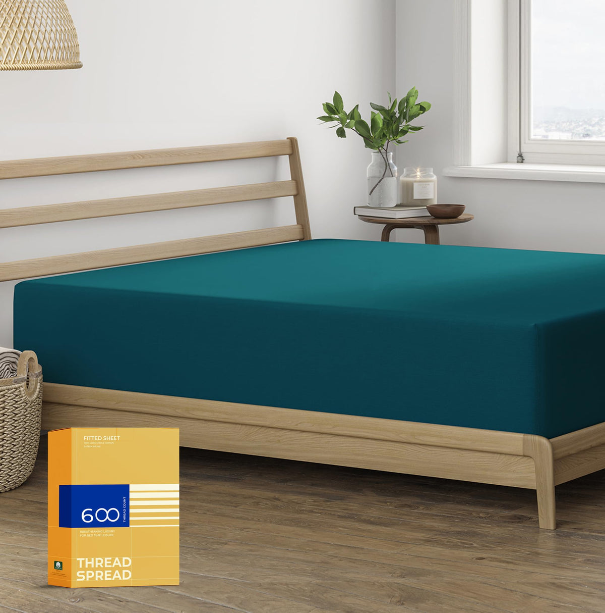 Thread Spread Twin Xl Fitted Sheet Only - 100% Egyptian Cotton 600 Thread Count 16' Deep Pocket Fitted Sheet Twin Xl, Soft Cool