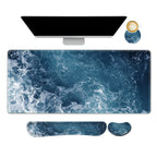 Artso Gaming Mouse Pad Extended, Keyboard Wrist Rest Pad & Wrist Support Abstract Mousepad Set, Non-Slip Base, Memory Foam Desk
