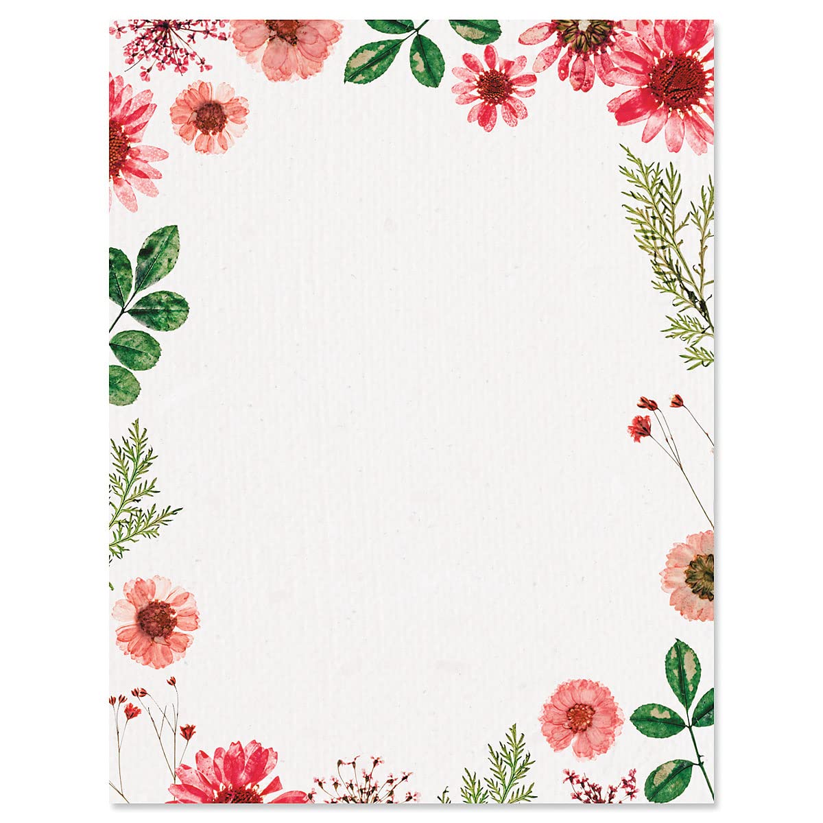 Current Sun Dried Floral Letter Paper - Spring Stationery Papers With Decorative Sun Dried Flowers Border, Printable Holiday, We