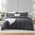 Hearth & Harbor Grey Duvet Cover Full Size - 3 Piece Full Size Duvet Cover Set, Soft Double Brushed Full Duvet Covers With Butto