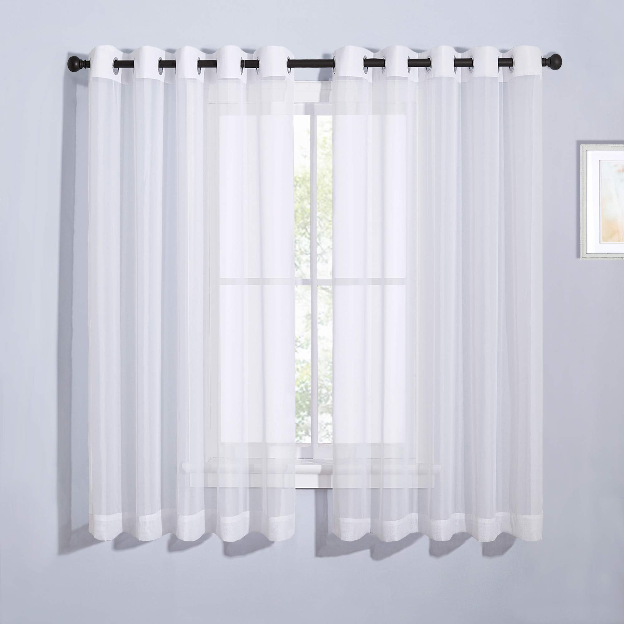 Nicetown Sheer Curtains For Patio Door - Ring Top Voile Textured Soft Lightweight Curtains And Drapes Elegant For Bedroom/Kitche