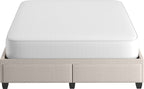 Boyd Sleep Modena Uplift Upholstered Platform Bed Frame Mattress Foundation, Dual Front Storage Drawers, and Strong Wood Slat Supports: Linen, Eggshell, Full