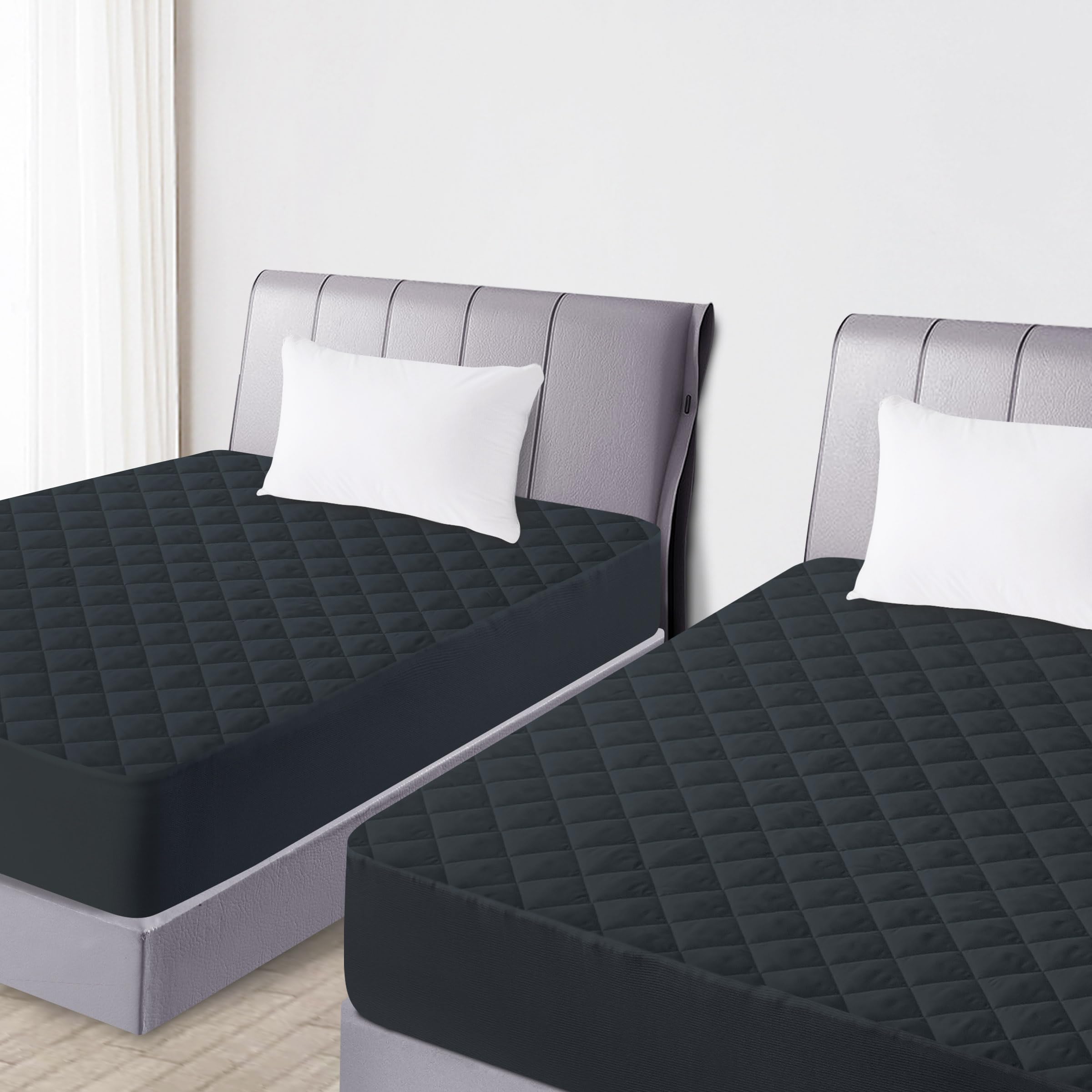 Quilted Fitted Twin Mattress Pad Cover, Waterproof Mattress Protector, Deep Pocket Elastic Fits Up To 21', Breathable Soft Alte