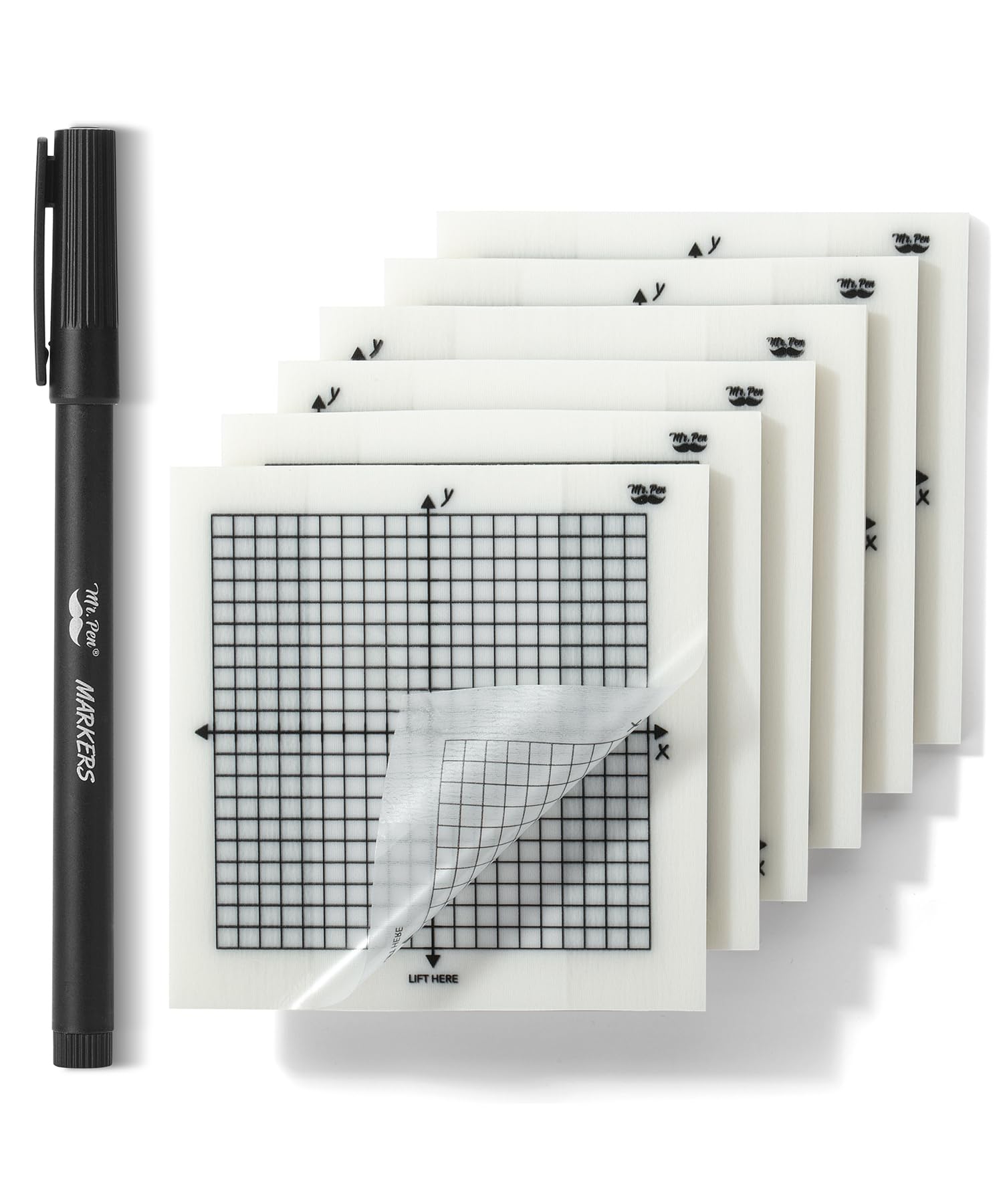 Mr. Pen- Transparent Graph Paper Sticky Notes, 300 Sheets, 3X3 Inch, Graph Sticky Notes, Math Graph Paper, Graphing Sticky Notes