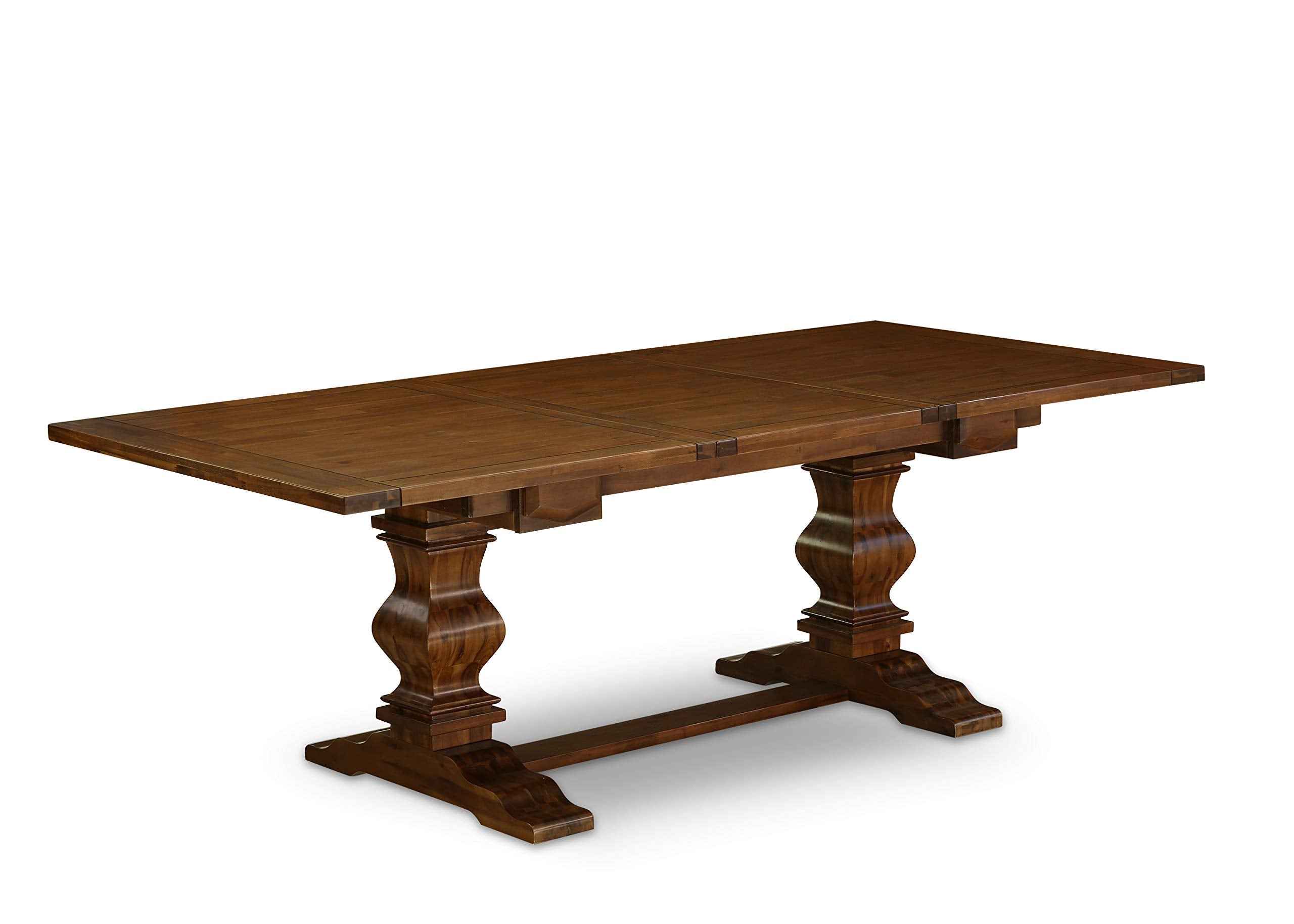 East West Furniture Lave5-88-24 5 Piece Kitchen Table Set For 4 Includes A Rectangle Dining Table With Removable Leaf And 4 Black Color Linen Fabric Parson Chairs, 42X92 Inch, Walnut