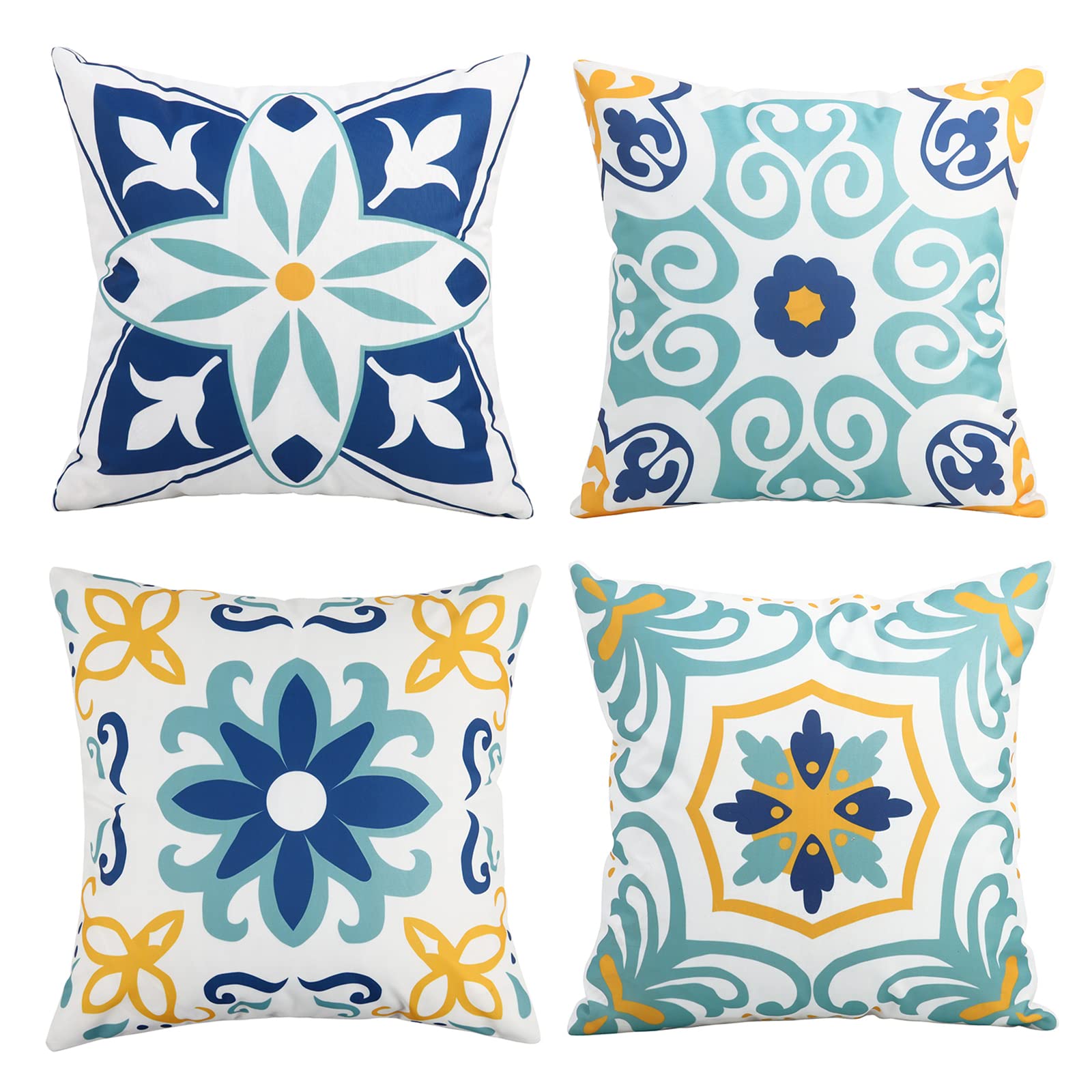 Pyonic Outdoor Pillow Covers 16X16 Spring Summer Garden Waterproof Throw Pillow Covers Cushion Case Patio Pillows For Couch Tent