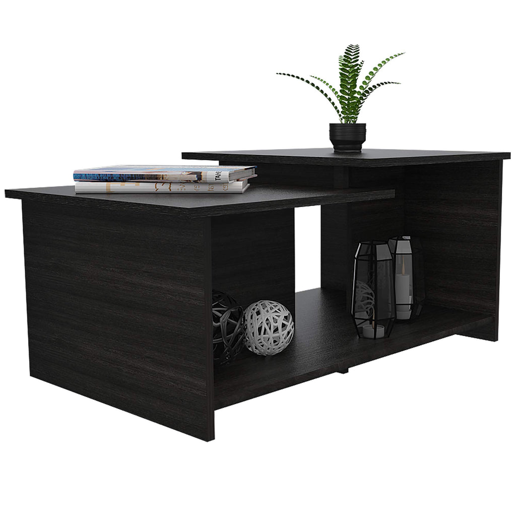 Leanna 3 Coffee Table, Lower Open Shelf, Black