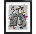 Susie Arts 8X10 Unframed Lungs and Heart Anatomy With Butterflies Upcycled Vintage Dictionary Art Print Book Art Print Home Deco