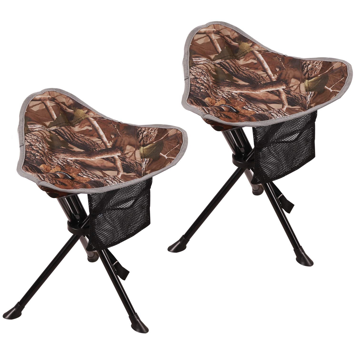 REDCAMP 2 Pack Folding Tripod Stools for Adults, Lightweight Portable Camping Stools for Blinds, Small Tripod Chairs for Fishing