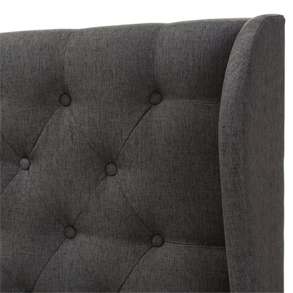 Baxton Studio Cadence Queen Winged Panel Headboard in Dark Gray