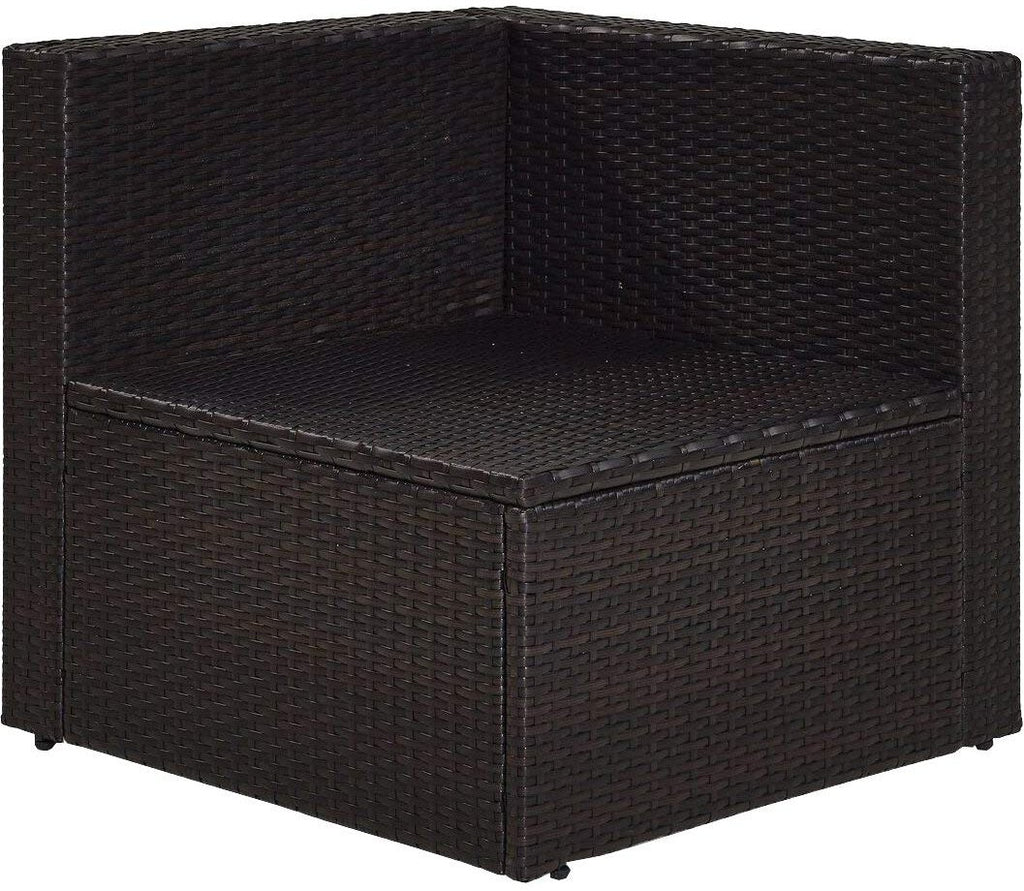Crosley Furniture Palm Harbor Corner Outdoor Sectional Chair, Wicker Patio Chairs for Porch, Deck, Backyard, Brown with Gray Cushions