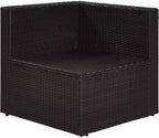 Crosley Furniture Palm Harbor Corner Outdoor Sectional Chair, Wicker Patio Chairs for Porch, Deck, Backyard, Brown with Gray Cushions