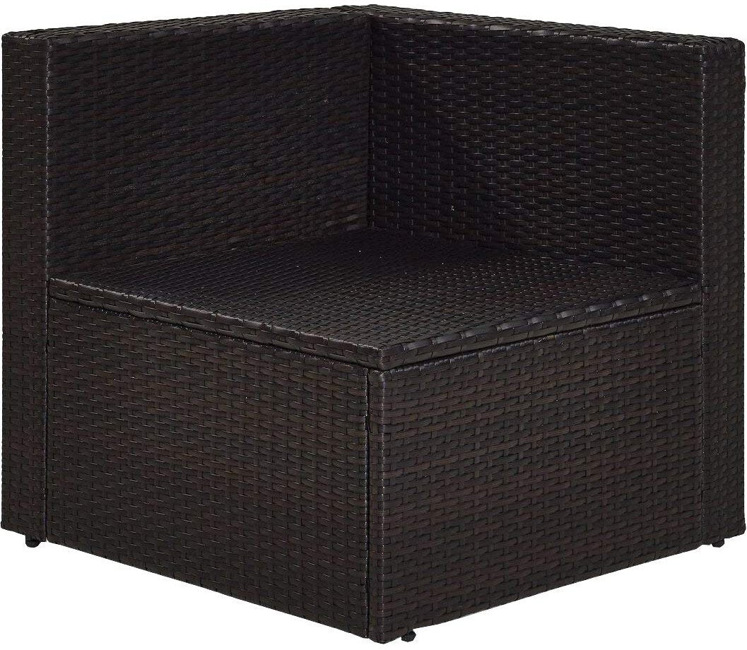 Crosley Furniture Palm Harbor Corner Outdoor Sectional Chair, Wicker Patio Chairs for Porch, Deck, Backyard, Brown with Gray Cushions