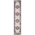Nourison Passion Bordered Ivory Blue 2'2'' x 10' Area -Rug, Easy -Cleaning, Non Shedding, Bed Room, Living Room, Dining Room, Ki