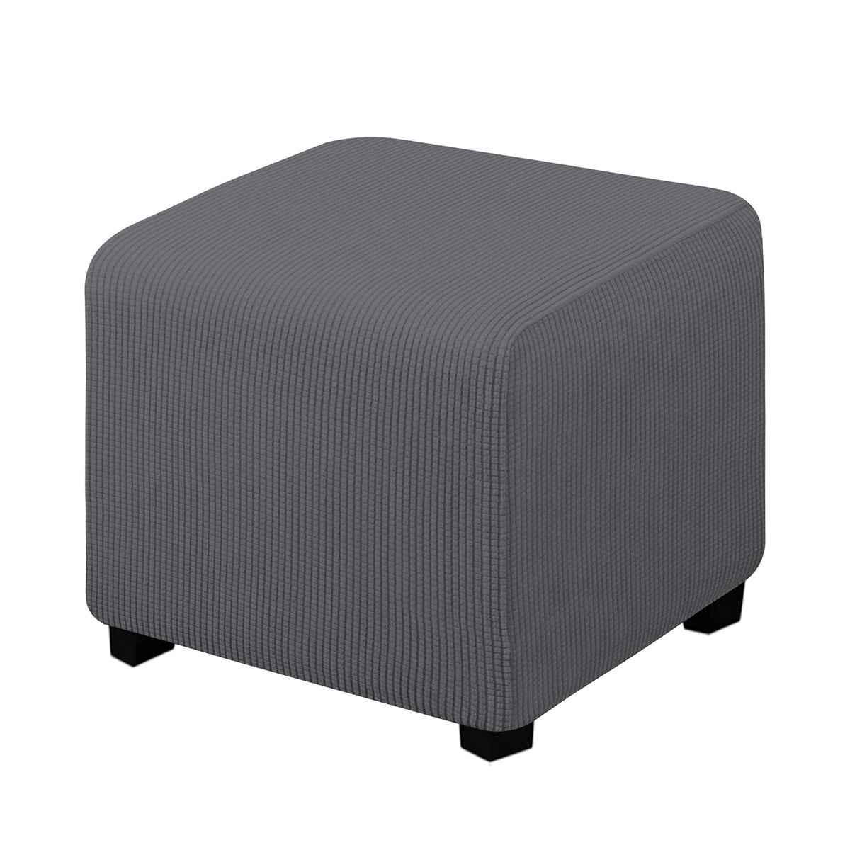 Easy-Going Stretch Square Ottoman Cover Folding Storage Stool Furniture Protector Soft Rectangle Slipcover With Elastic Bottom (15X15X15Inch, Grey), X-Small