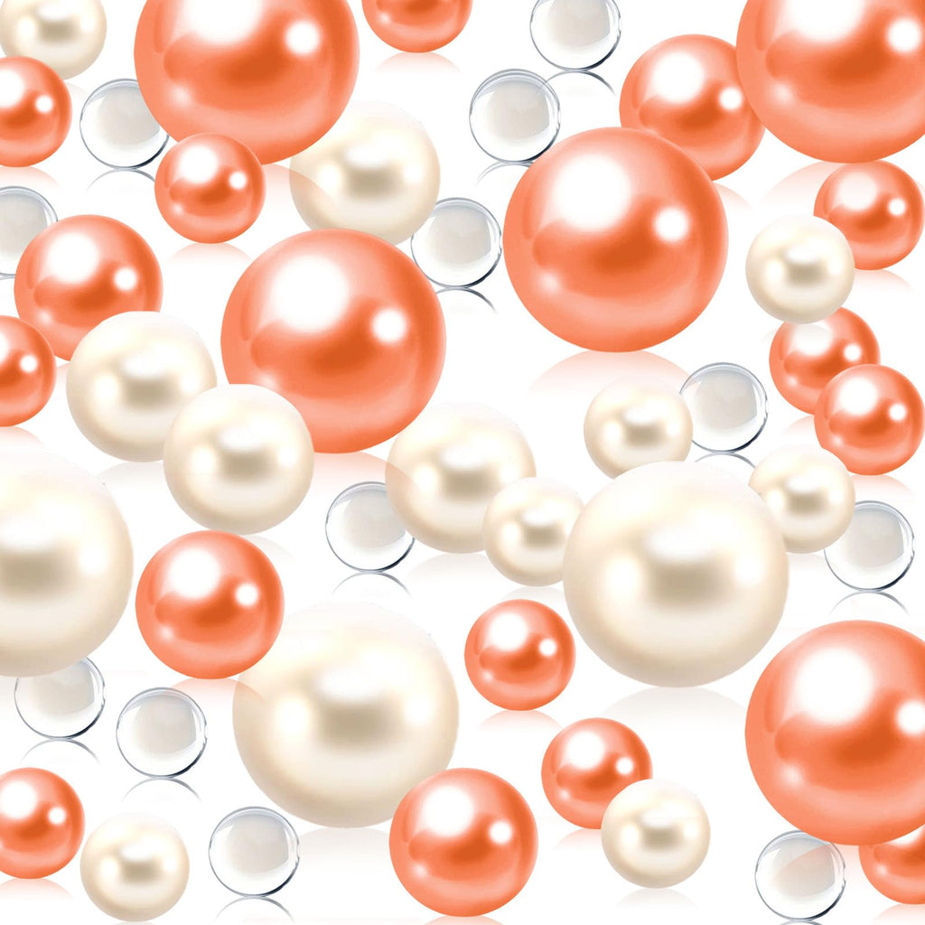 Rose Gold White Floating Pearls | 150PCS Rose Gold White Pearls Bead for Centerpieces Vases, No Hole Beads | 8/14/20 mm Rose Gol