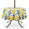 Umineux Outdoor Tablecloth With Umbrella Hole And Zipper, Spring/Summer Waterproof Table Cover For Picnic/Bbq/Garden(60' Round,Lemon)