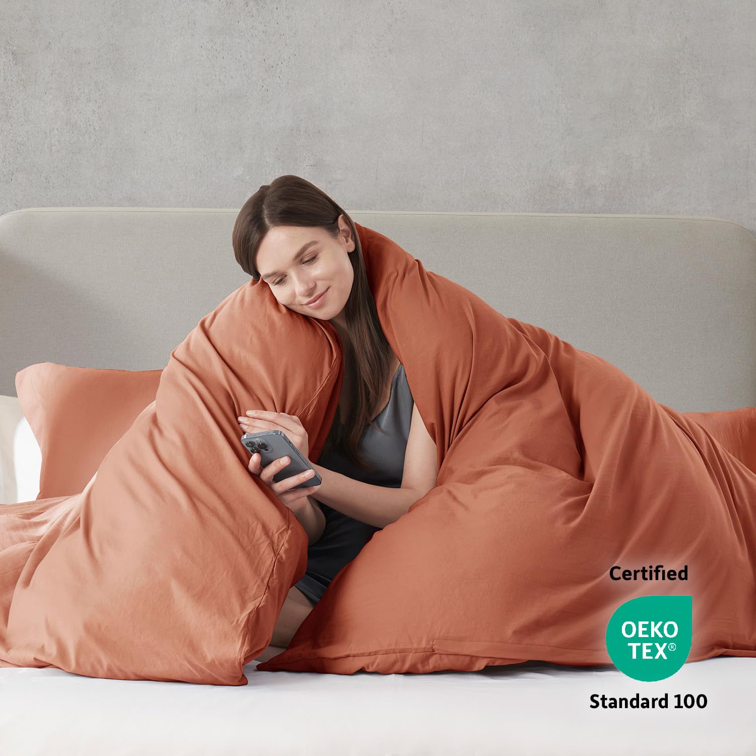 Nestl Rust Duvet Cover Full Size - Soft Prewashed Full Size Duvet Cover Set, 3 Piece, With Zipper Closure, 1 Duvet Cover 80X90 Inches And 2 Pillow Shams - No Comforter