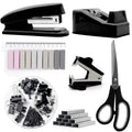 Sportsvoutdoors Black Desk Accessories, Black Office Supplies, Stapler And Tape Dispenser Set, Black Desk Accessory Kit, Gift Fo