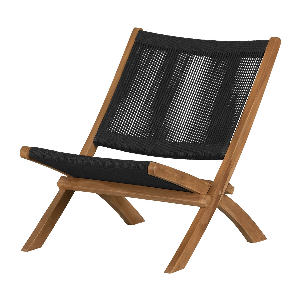 South Shore 15180 Agave Wood And Rope Lounge Chair, Black And Natural