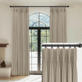 Capaloca Dark Flax Linen Pinch Pleated Curtains Blackout 100% Black Out Curtains 96 Inches Long 2 Panels Pinch Pleat Curtains Wi