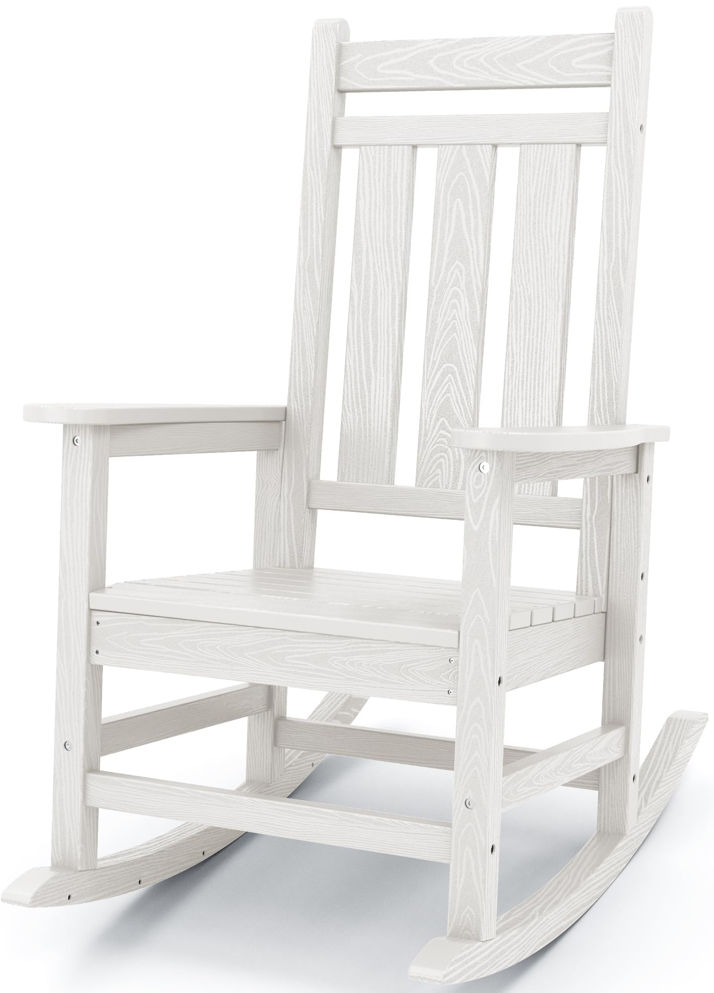 Kingyes Outdoor Rocking Chair, Pearl White