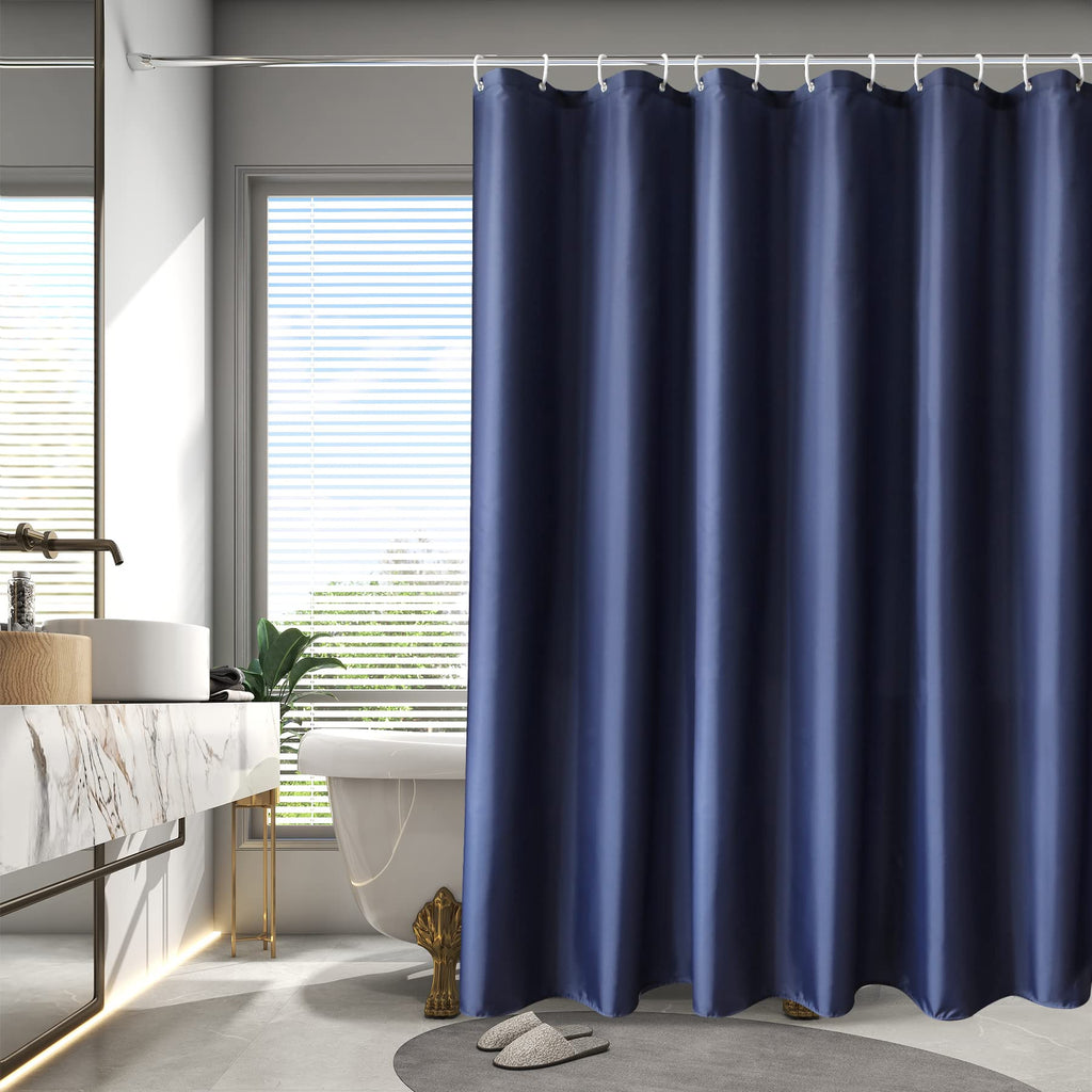 AooHome Extra Long Shower Liner, Polyester Solid Color Shower Curtain with Hooks, Weighted Hem, Water Repellent, 72 Width x 84 H