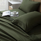 Andency Queen Sheet Set 4 Pieces, Dark Olive Green Super Soft Sheets For Queen Size Bed, Microfiber Queen Sheet, Deep Pocket Up To 16', Hotel Luxury Breathable & Cooling Bed Sheet Set