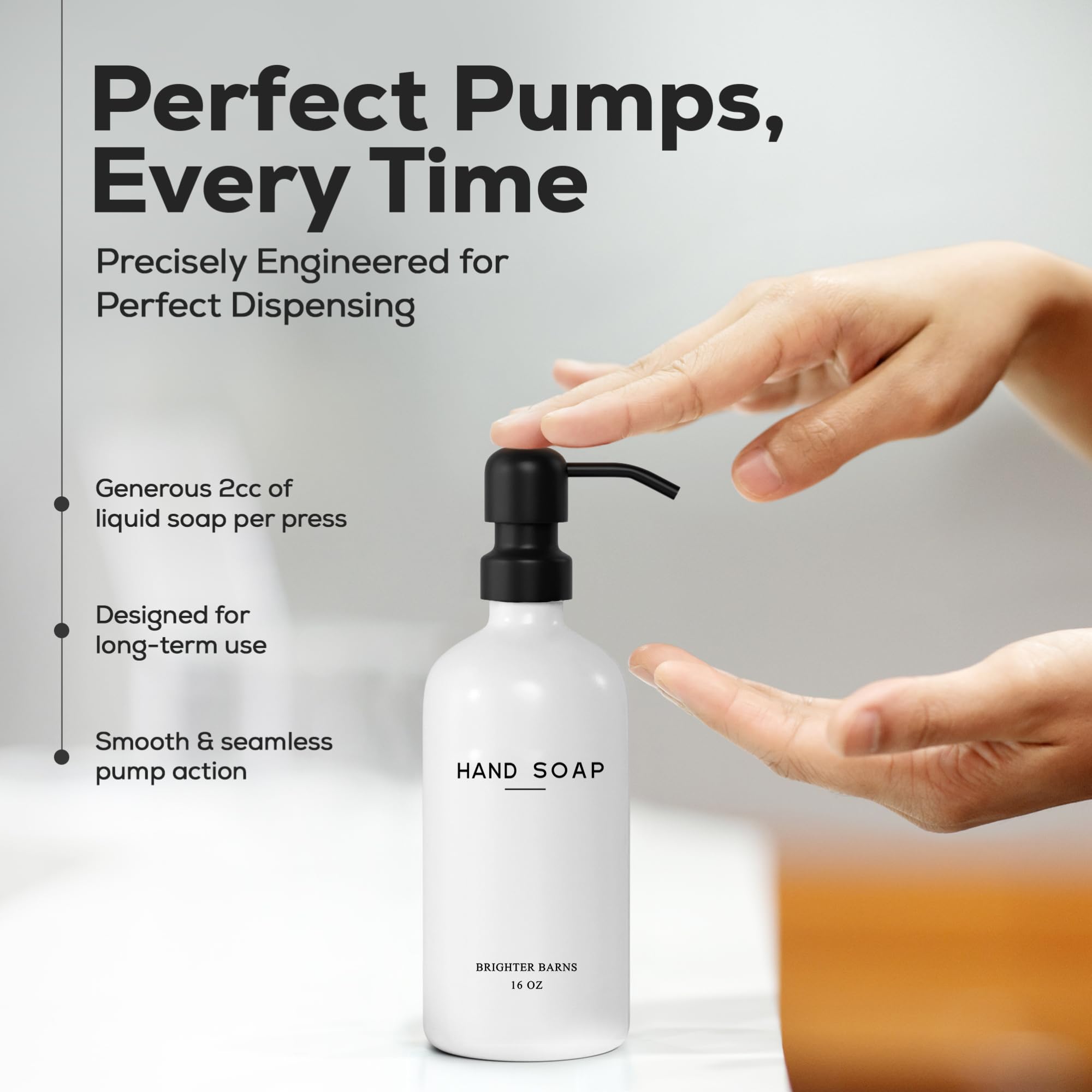 Luxury Glass Hand And Dish Soap Dispenser Set By Brighter Barns - Kitchen Soap Dispenser Set With Stainless Steel Pump - Liquid