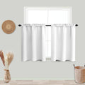 Koufall White Curtains For Small Bathroom Window,50% Blackout Short Curtains For Bedroom,24 X 30 Inch Length
