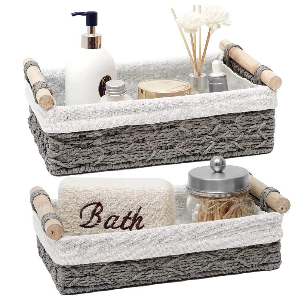 DUOER Storage Basket Wicker Baskets for Organizing Storage Bins for Countertop Toilet Paper Storage Basket for Toilet Tank Top (